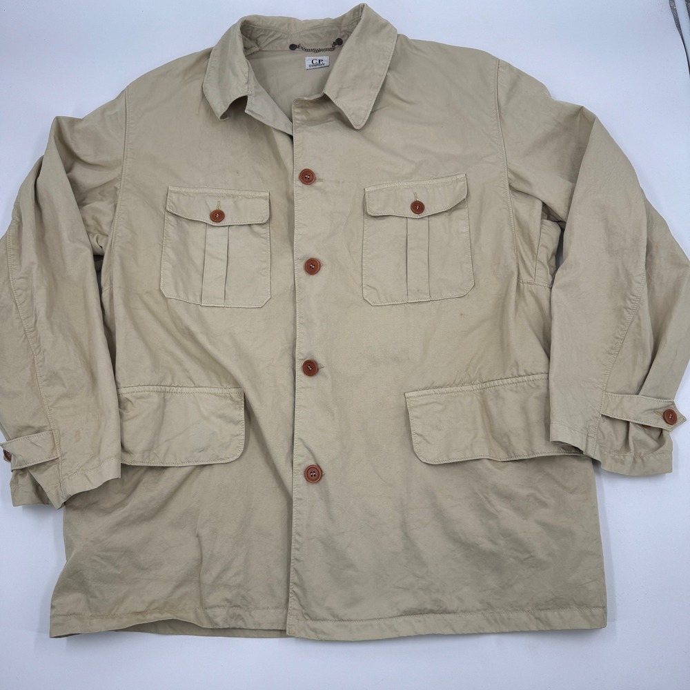 C.P. Company Field Jacket Mens 50 Tan Cotton Nylon Safari Utility Made in Italy